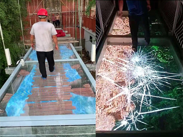 景区玻璃栈道屏 3D碎裂效果透明地砖栈道LED屏